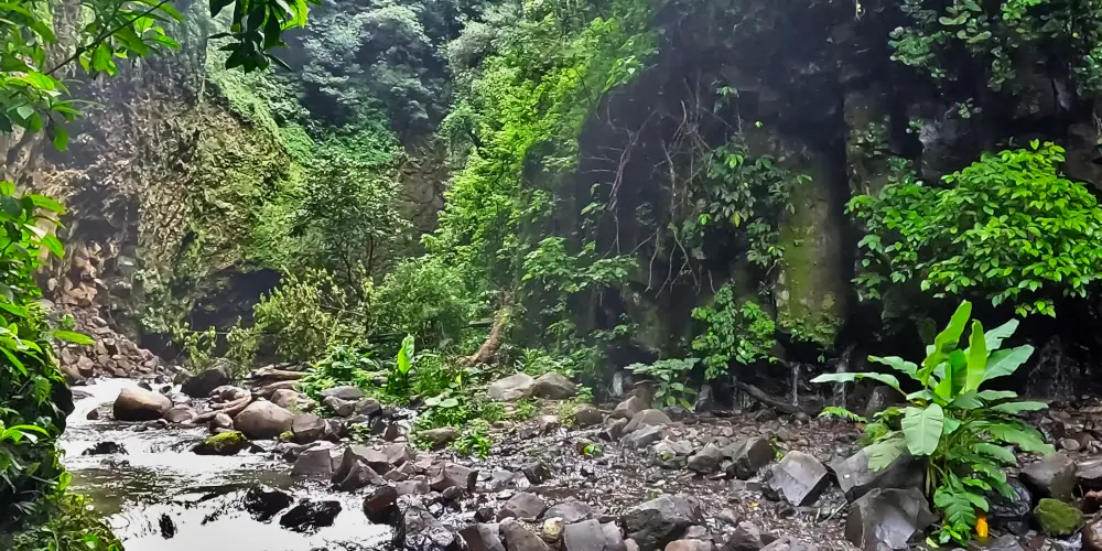 river in a canyon near a waterfall