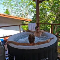 inflatable jacuzzi with people