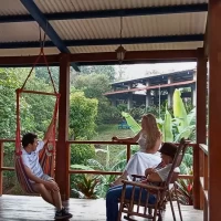 people chatting at hotel house